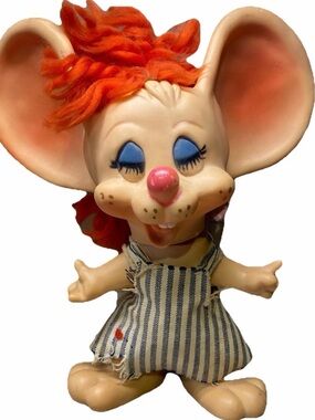 Vintage Huron Products Co Orange Hair Mouse Coin Bank 1970s